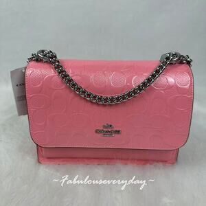 Coach Klare Crossbody Bag With Chain Strap In Signature Leather/Silver/Pink CDA9